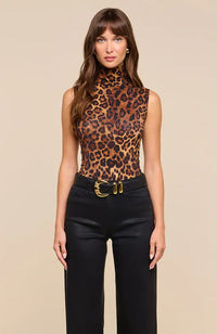 Ceci Sleeveless Turtleneck Leopard