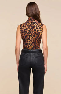 Ceci Sleeveless Turtleneck Leopard