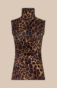 Ceci Sleeveless Turtleneck Leopard