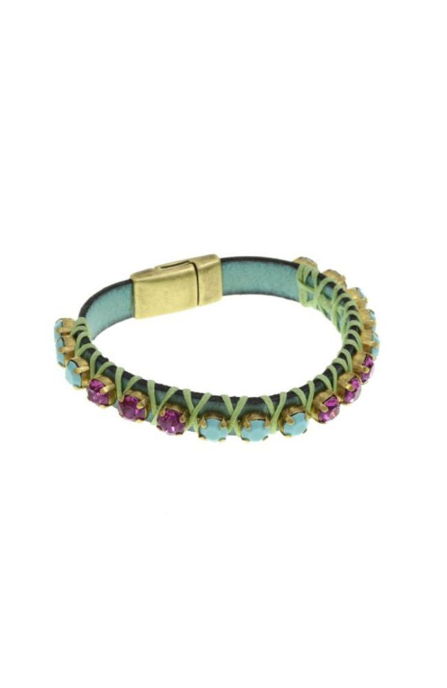 Blue Cord Wrap Gem Bracelet