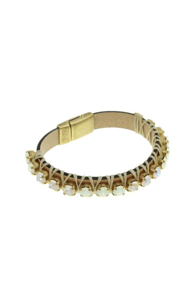 Tan Cord Wrap Gem Bracelet