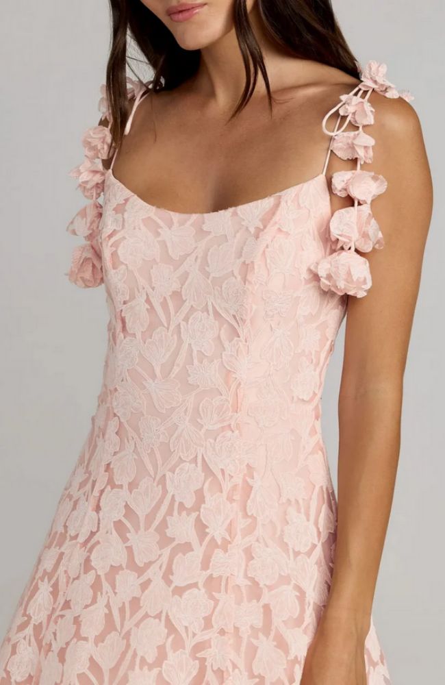 Floral Net A Line Midi Dress