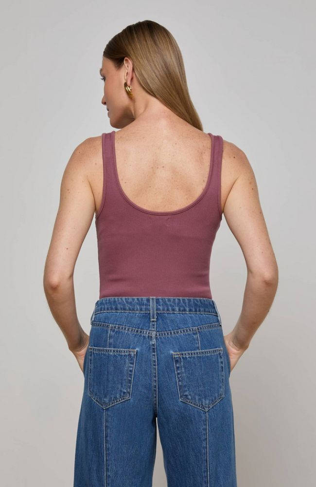 Nica Tank Bodysuit in Deep Mauve