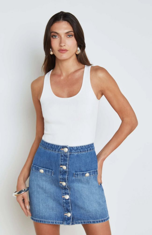 Adira Scoop Neck Tank in White
