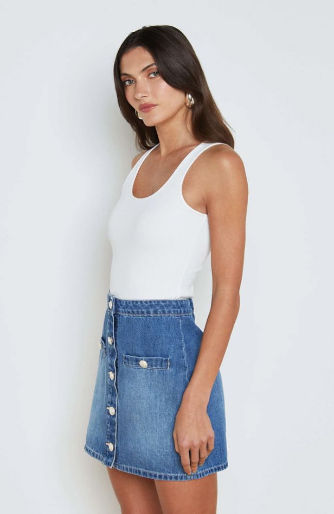 Adira Scoop Neck Tank in White