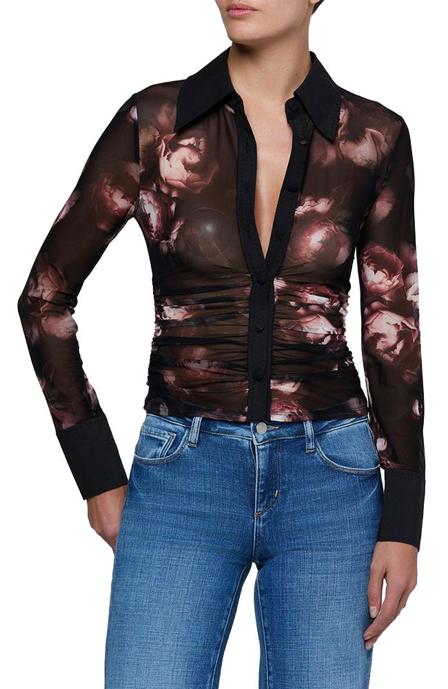 Isola Long Sleeve Mesh Button Up