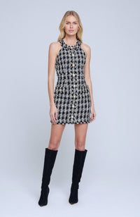 Jade Button Front Tweed Dress