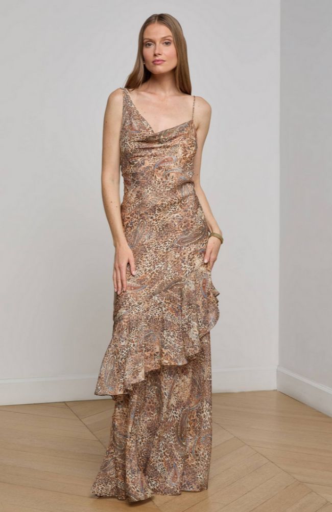 Viola Asymetrical Cowl Neck Gown