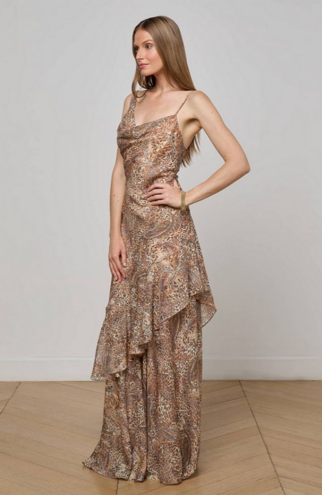 Viola Asymetrical Cowl Neck Gown