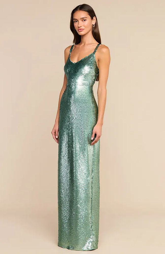 Karma Sequin Maxi Dress in Teal