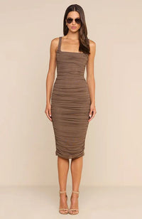 Anya Shirred Midi Dress