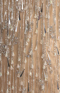 Embellished Mesh Sleeveless Fringe Mini Dress