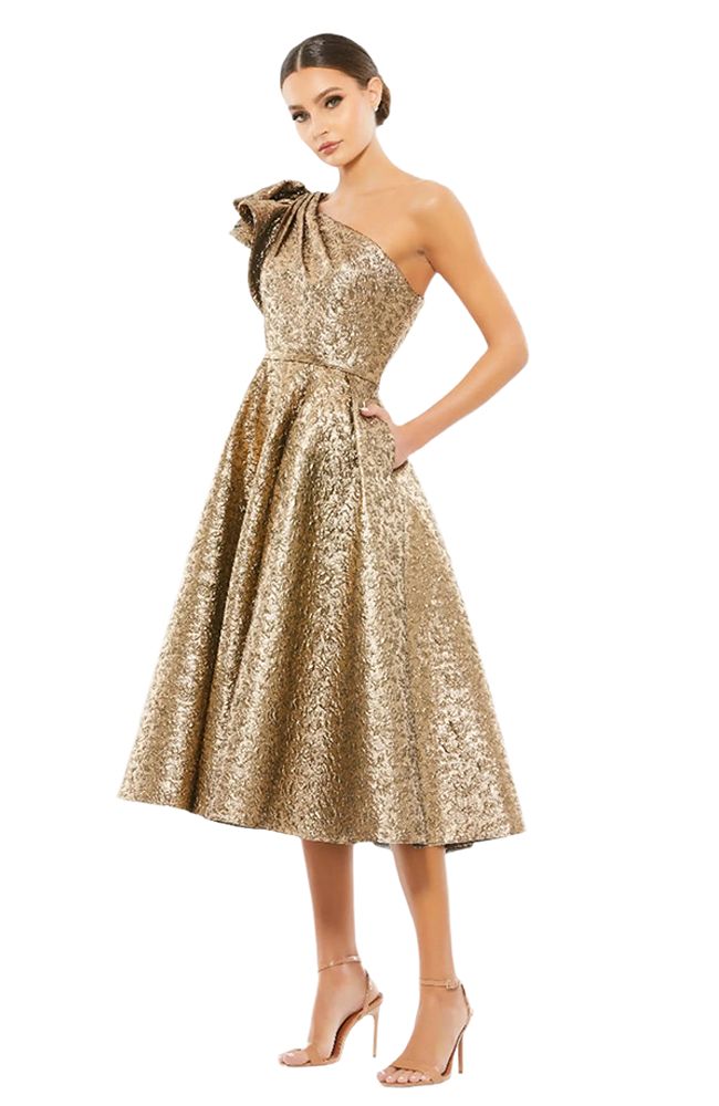 Metallic Ruffled A Line Dress