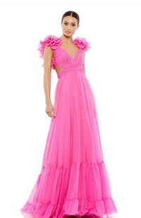 Ruffle Cut Out Chiffon Gown