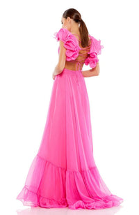 Ruffle Cut Out Chiffon Gown