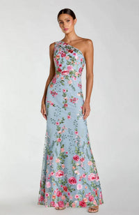 One Shoulder Lace Emb Gown