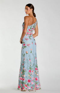 One Shoulder Lace Emb Gown