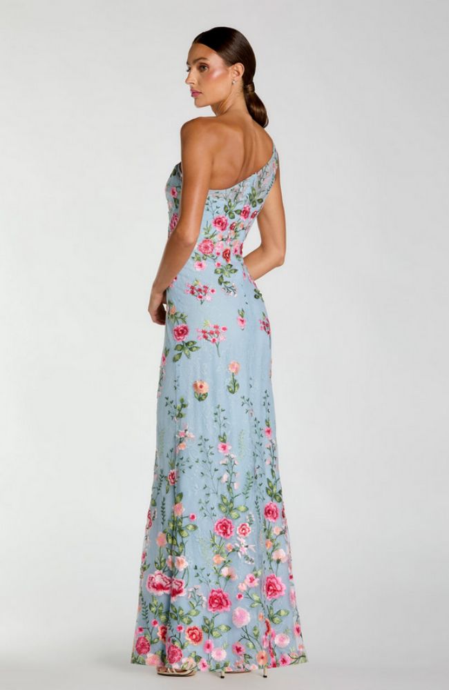 One Shoulder Lace Emb Gown