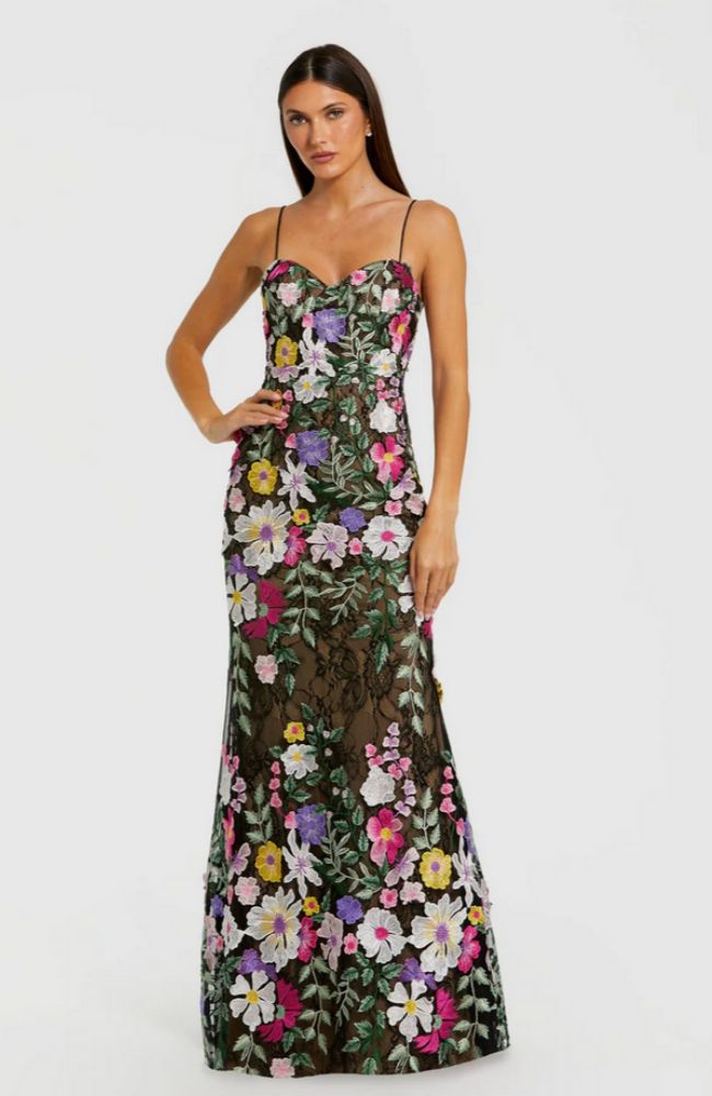 Floral Emb Bustier Gown