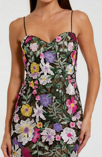 Floral Emb Bustier Gown