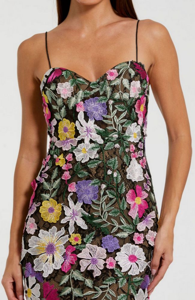 Floral Emb Bustier Gown