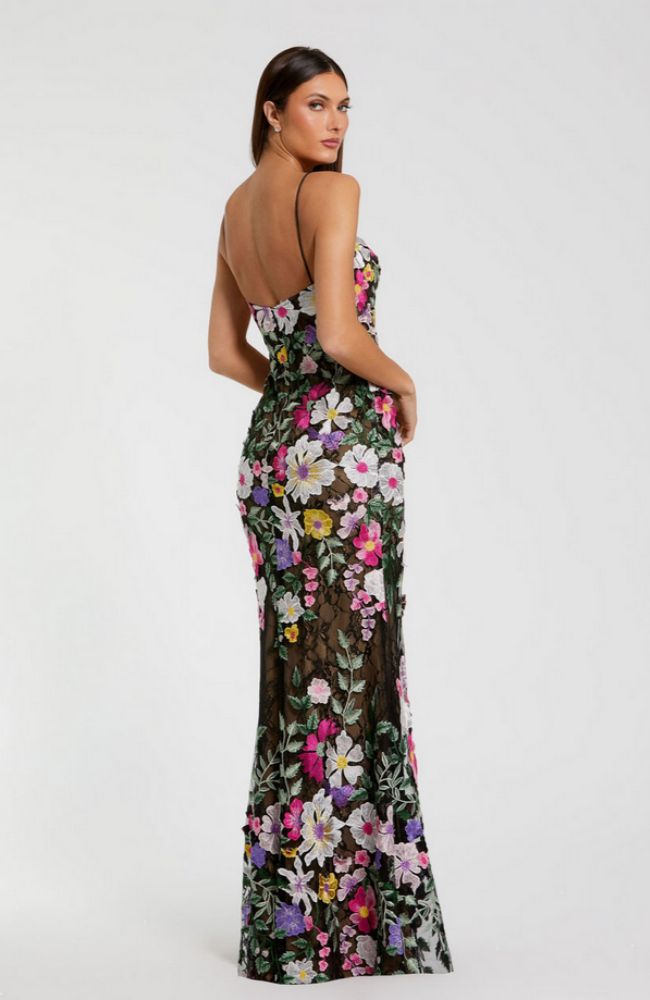 Floral Emb Bustier Gown