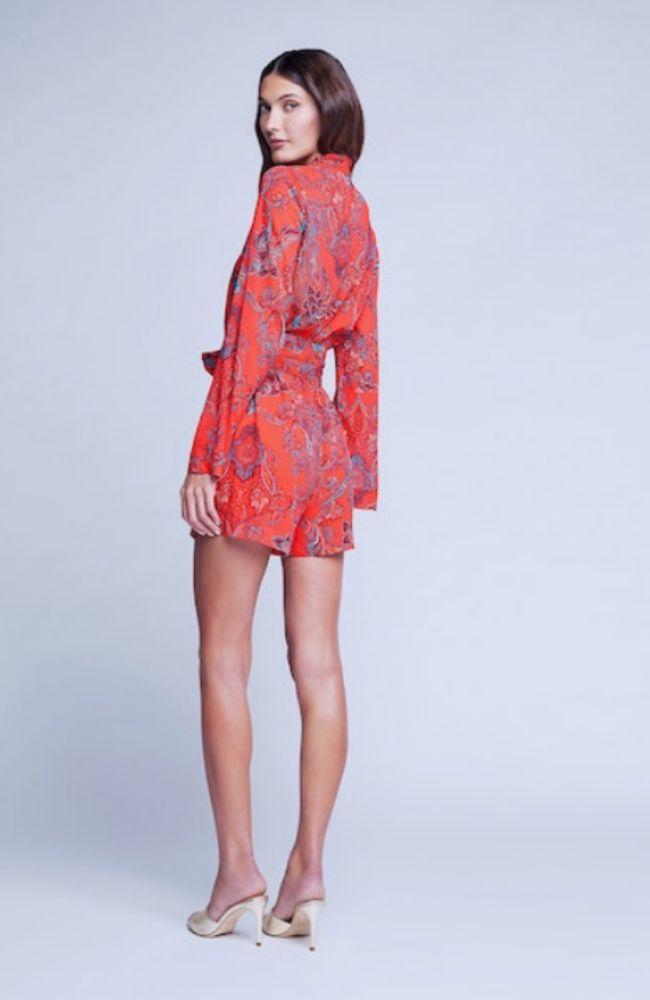 Arabell Romper in Fire Red Paisley