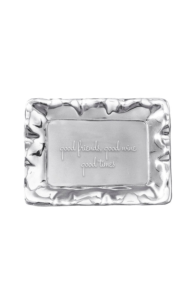 Vento Rectangular Engraved Tray "Good Friends. Good Wine. Good Times."