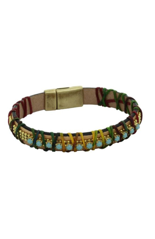 Aqua Gem Gold Bead Bracelet