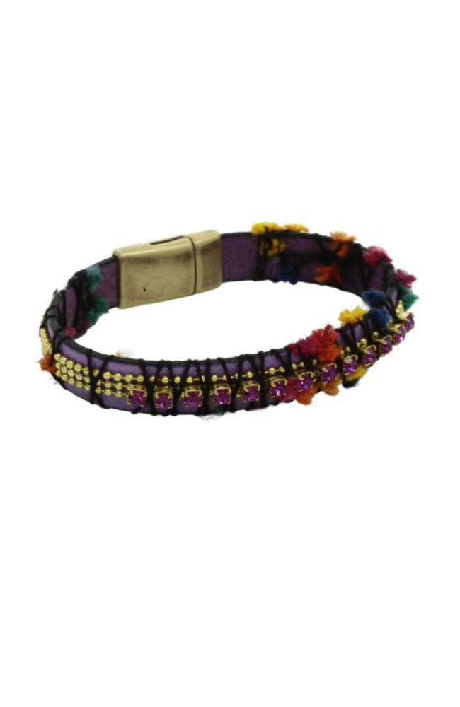 Purple Gold Bead Cord Bracelet