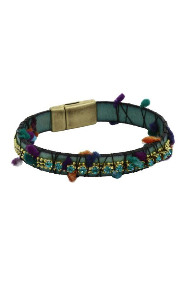 Teal Gold Bead Bracelet