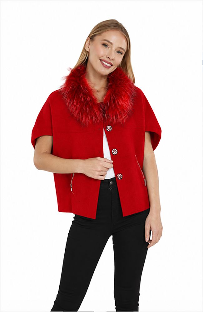 Faux Fur Trim Cardigan Sweater