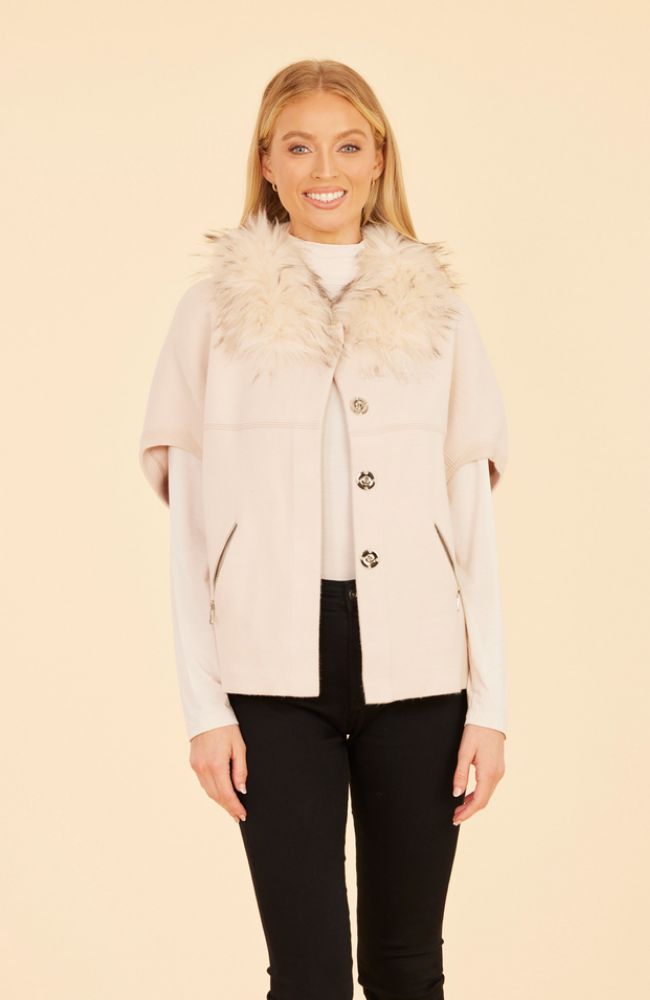 Faux Fur Trim Cardigan