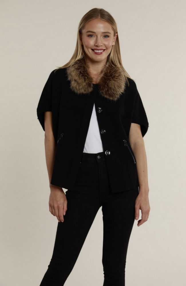 Faux Fur Trim Cardigan