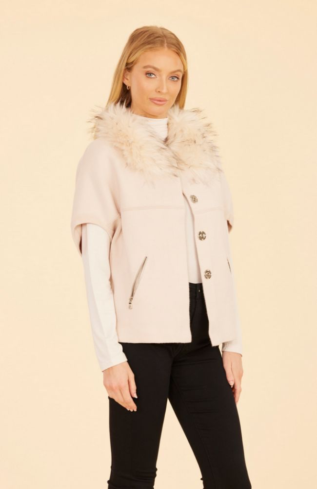 Faux Fur Trim Cardigan