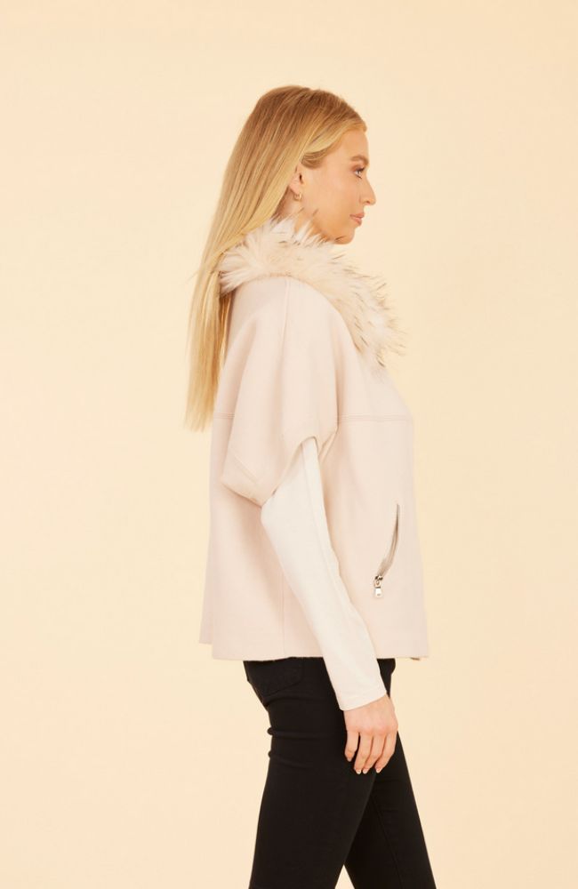 Faux Fur Trim Cardigan