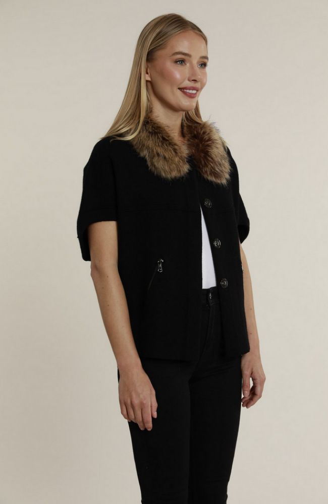 Faux Fur Trim Cardigan
