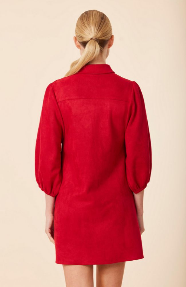 Faux Suede Exagerated Sleeve Dress