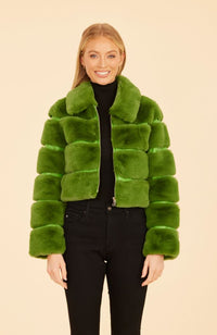 Paneled Faux Fur Vegan Leather Cropped Jacket