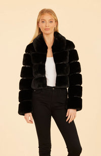 Paneled Faux Fur Cropped Jacket