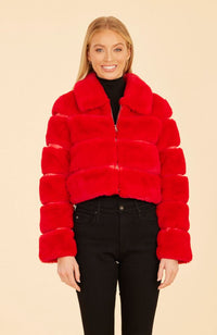 Paneled Faux Fur Cropped Jacket