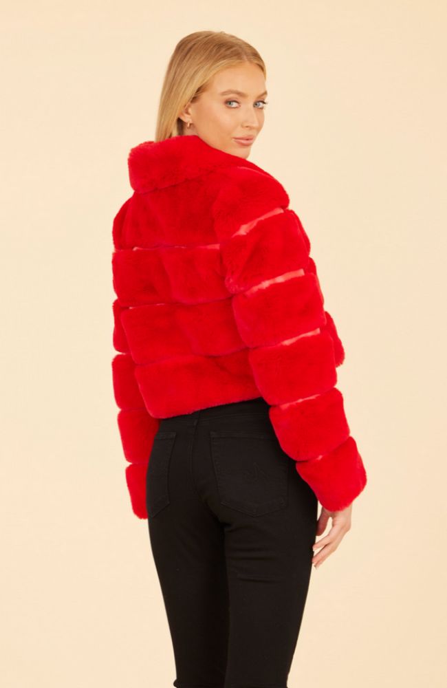 Paneled Faux Fur Cropped Jacket