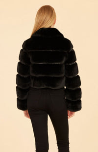 Paneled Faux Fur Cropped Jacket