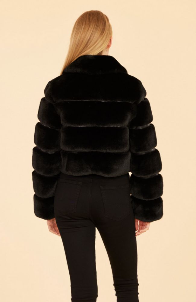 Paneled Faux Fur Cropped Jacket