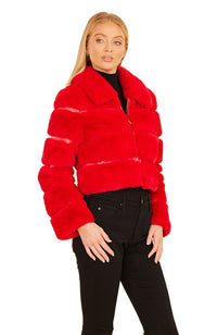 Paneled Faux Fur Leather Cropped Jacket