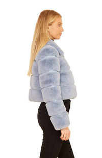 Paneled Faux Fur Leather Cropped Jacket