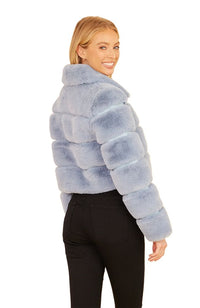 Paneled Faux Fur Leather Cropped Jacket
