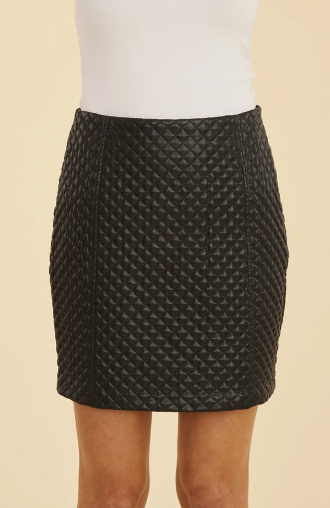 Vegan Leather Quilted Skirt