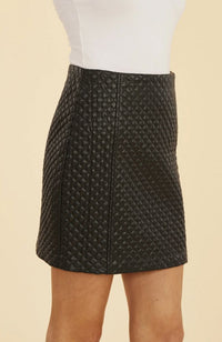 Vegan Leather Quilted Skirt