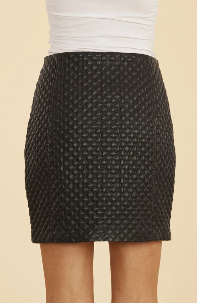 Vegan Leather Quilted Skirt